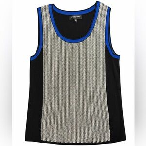 Jones New York Collection Sleeveless Knit Tank Top | Blue Black White | Small
